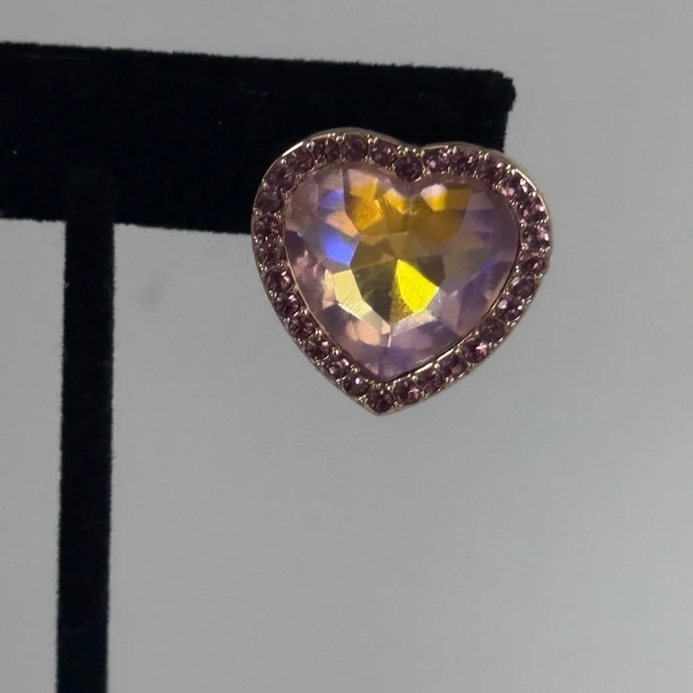 Heart-Shaped Gold and pink  Earrings